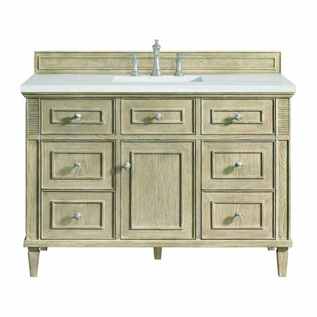 JAMES MARTIN VANITIES 48'' Single Vanity, Whitewashed Oak w/ 3 CM Arctic Fall Solid Surface Top 424-V48-WWO-3AF